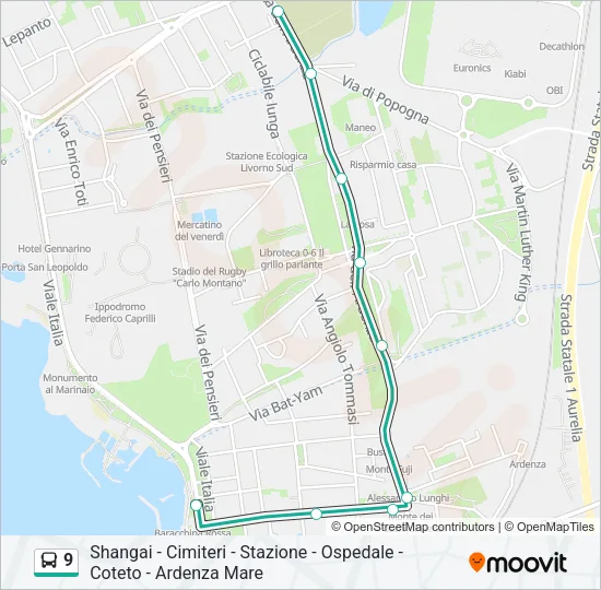 9 Bus Line Map