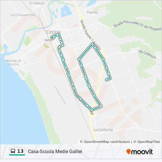 13 bus Line Map