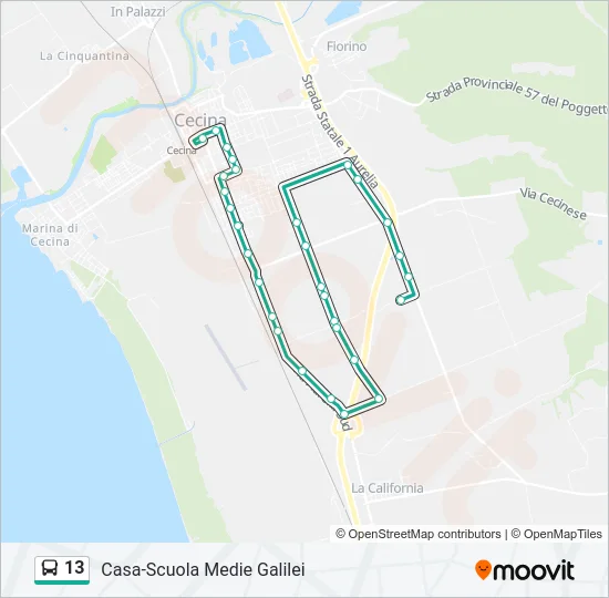 13 Bus Line Map