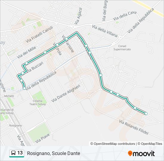 13 bus Line Map