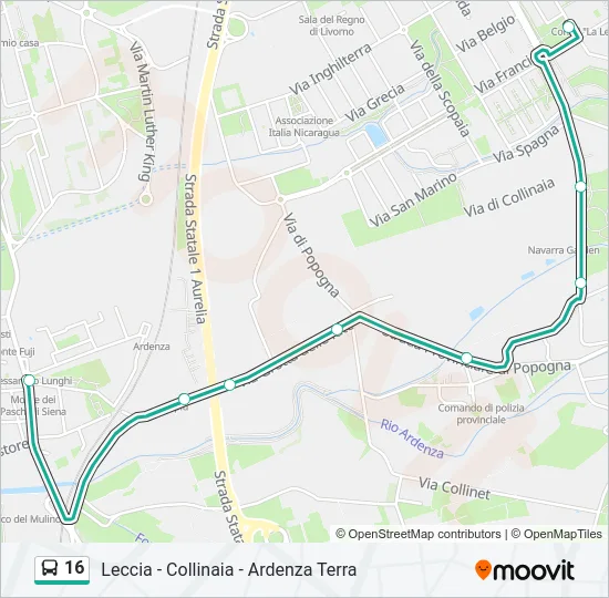 16 Bus Line Map