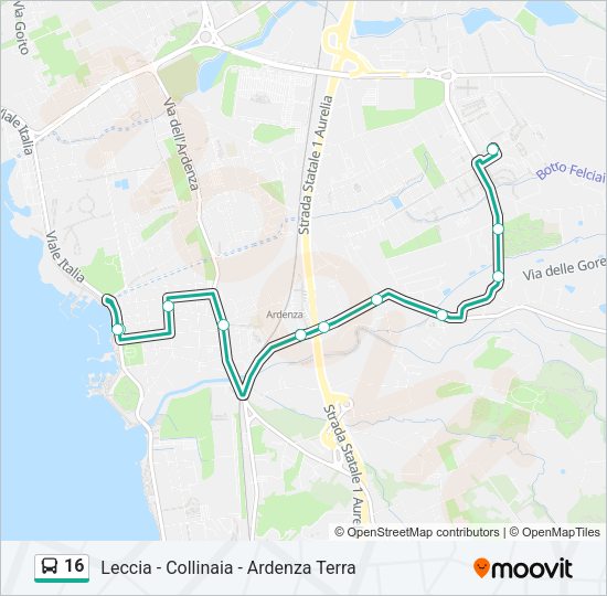 16 Bus Line Map