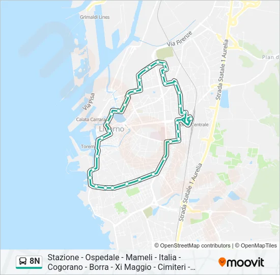 8N Bus Line Map