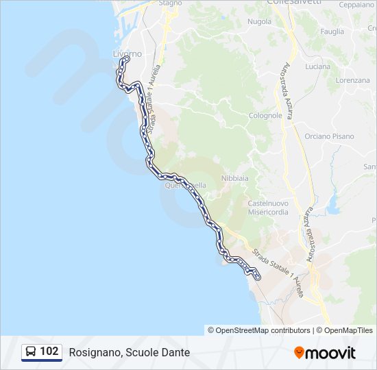 102 Bus Line Map