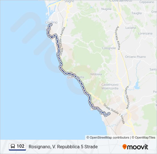 Percorso linea bus 102