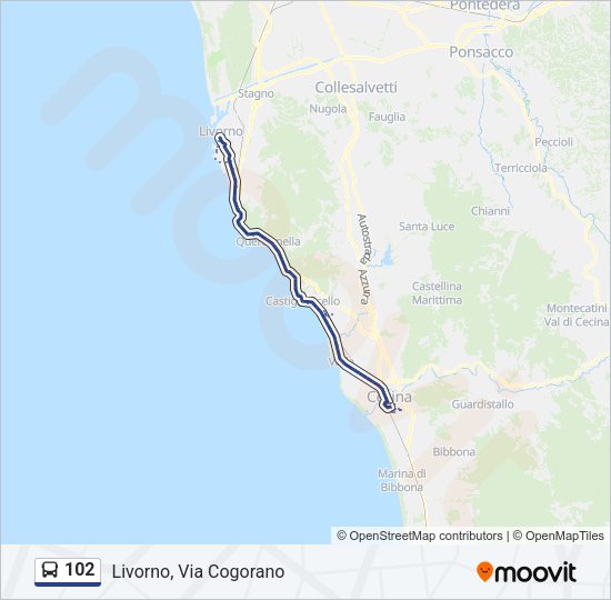 Percorso linea bus 102
