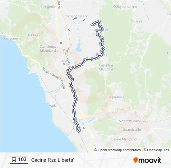103 Bus Line Map