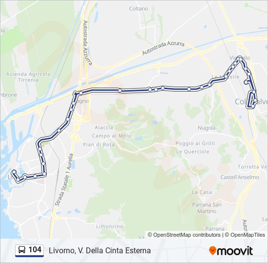 Percorso linea bus 104