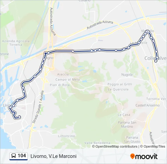 Percorso linea bus 104