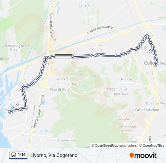 Percorso linea bus 104