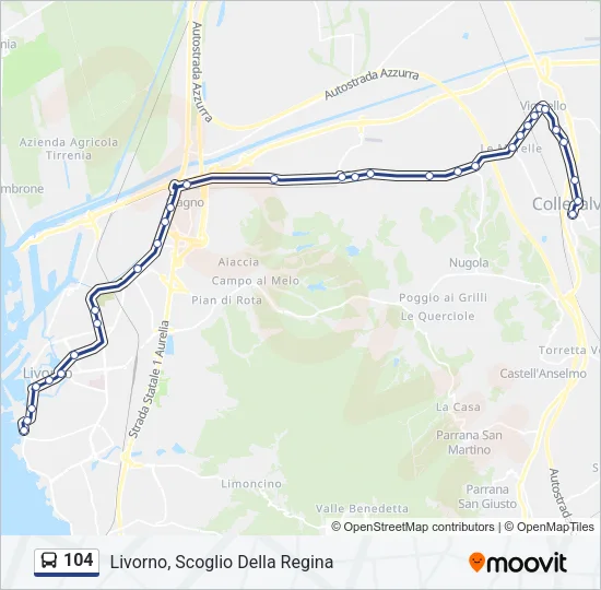 Percorso linea bus 104