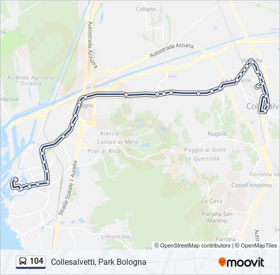 Percorso linea bus 104