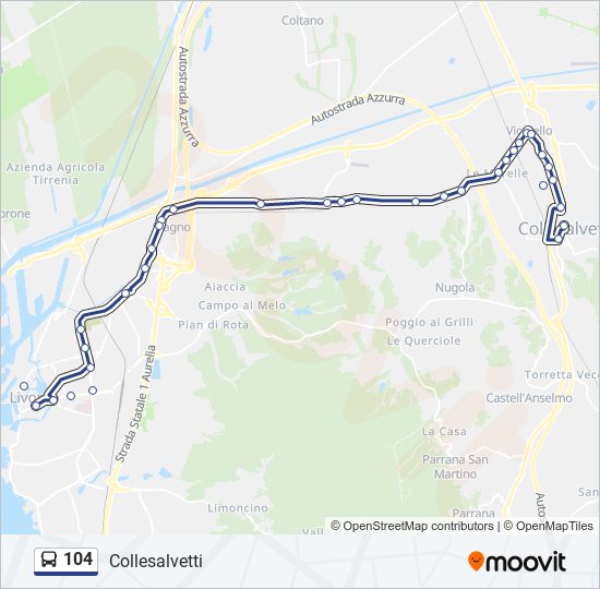 Percorso linea bus 104