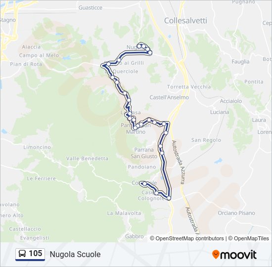 105 bus Line Map