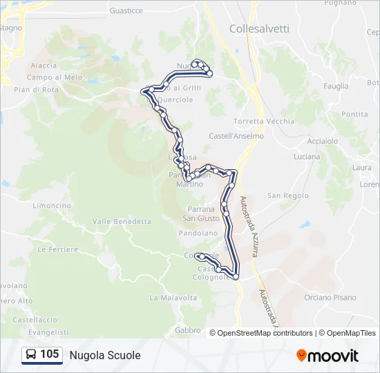105 Bus Line Map