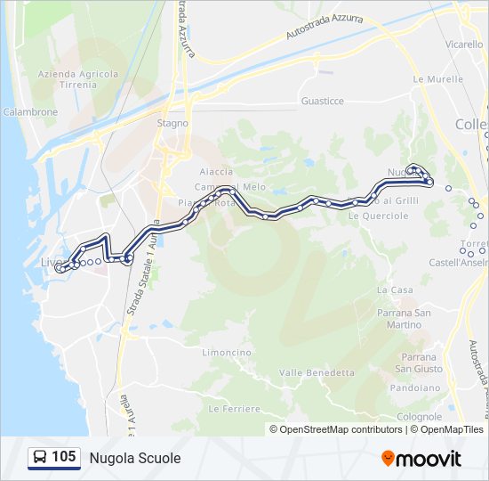 105 bus Line Map