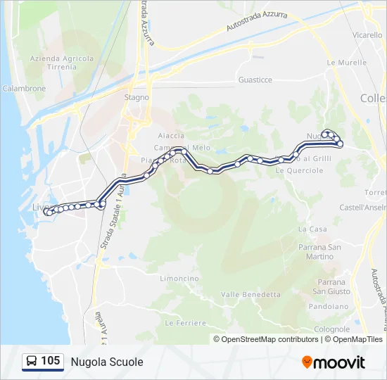 105 Bus Line Map