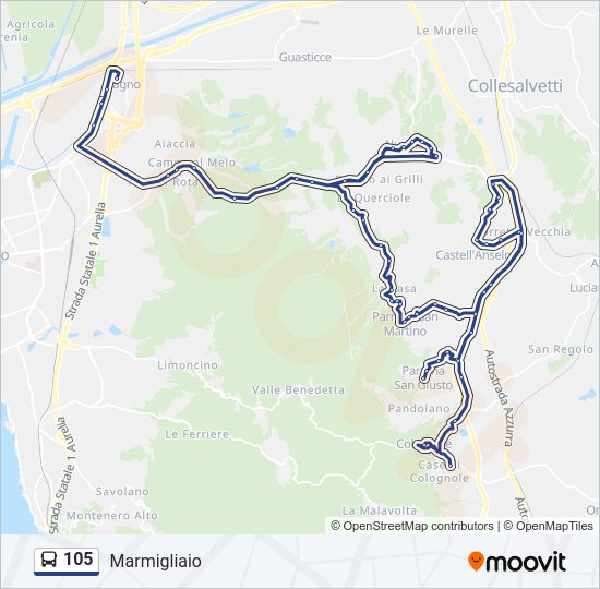 Percorso linea bus 105