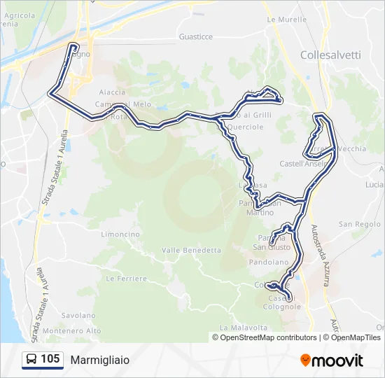 105 Bus Line Map