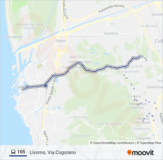105 Bus Line Map