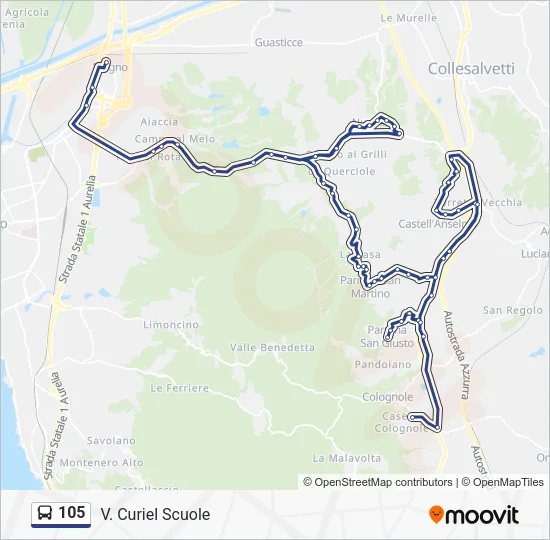 105 Bus Line Map