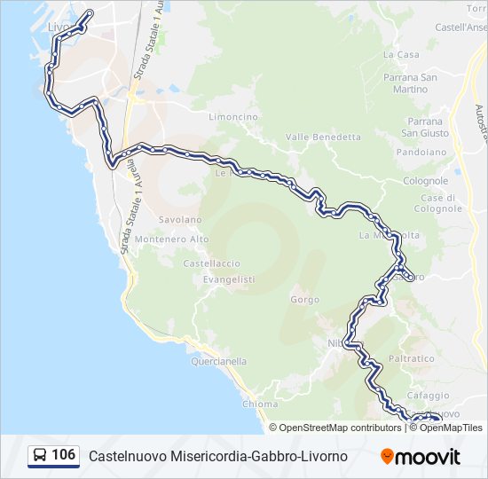 106 bus Line Map