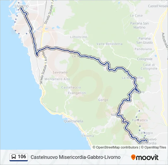 106 Bus Line Map