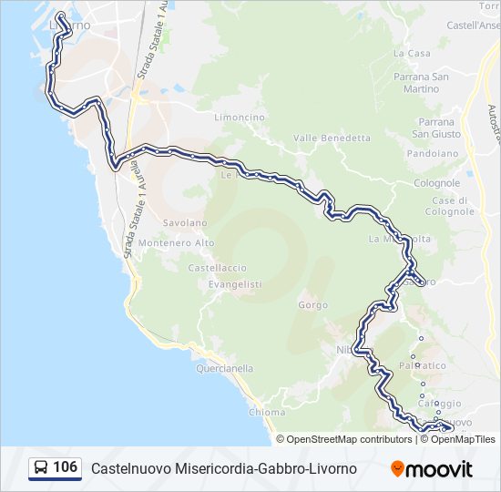 106 bus Line Map