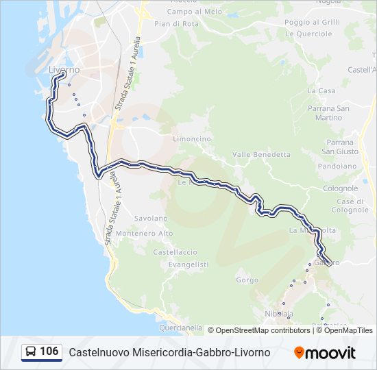 106 bus Line Map