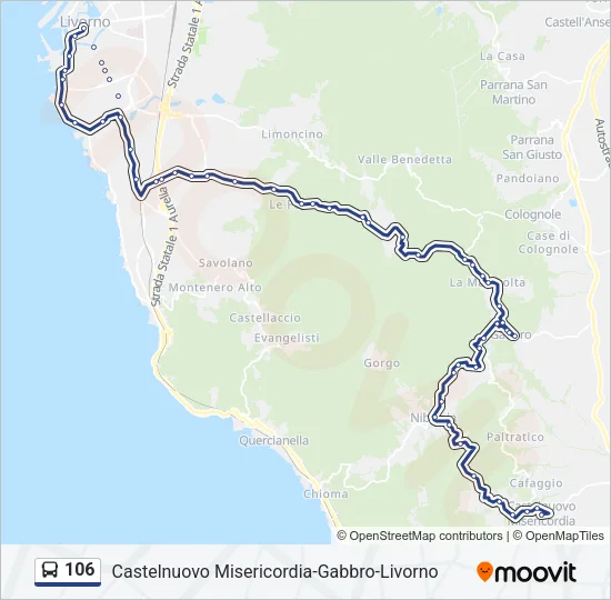 106 Bus Line Map