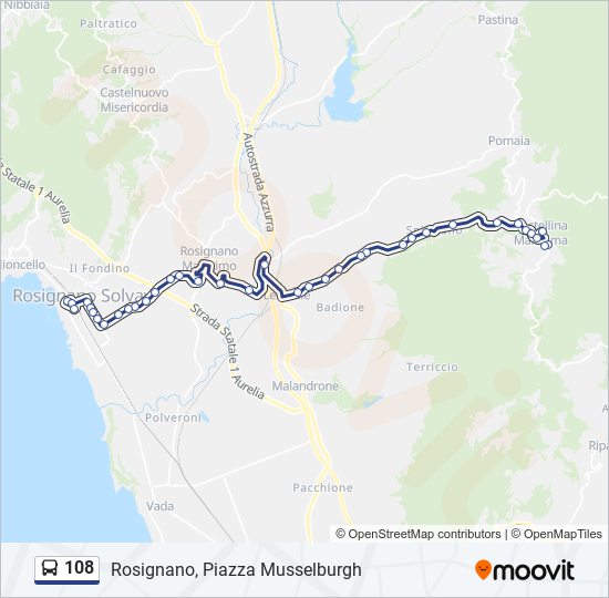 Percorso linea bus 108