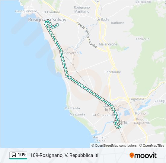 109 Route Schedules Stops Maps 109 Rosignano V Repubblica Iti