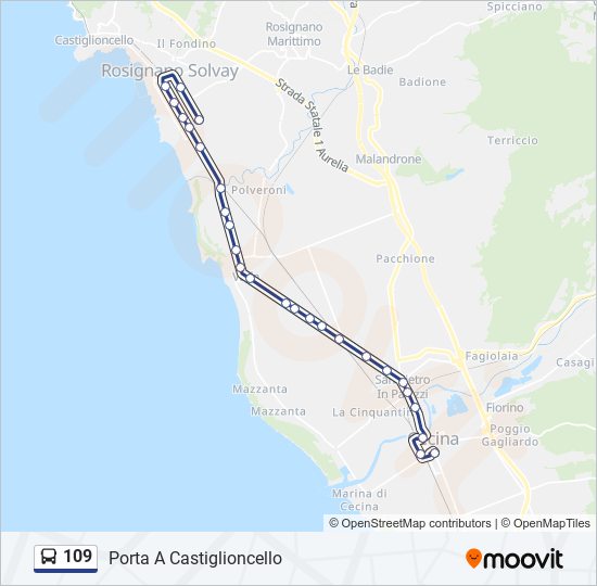 Percorso linea bus 109