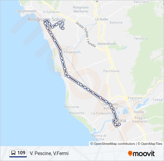 Percorso linea bus 109