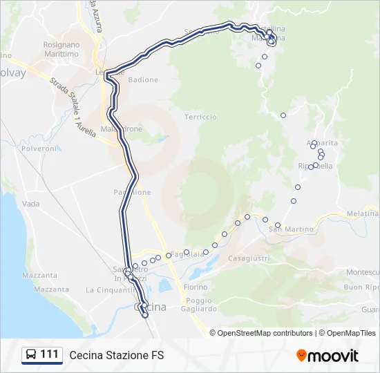 111 Bus Line Map