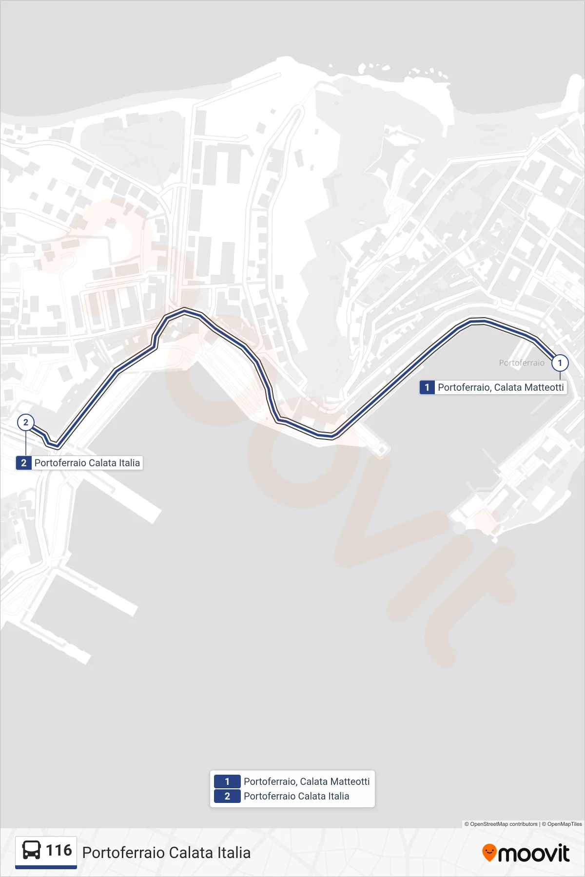 Linea 116 bus (Portoferraio Calata Italia) - Percorsi e fermate sulla mappa