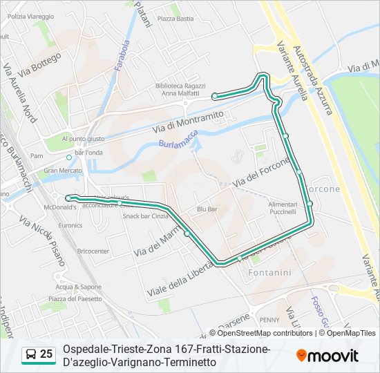 25 bus Line Map