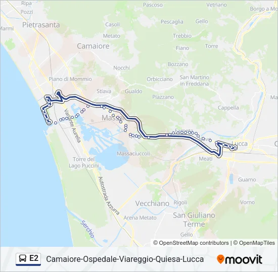 E2 Bus Line Map