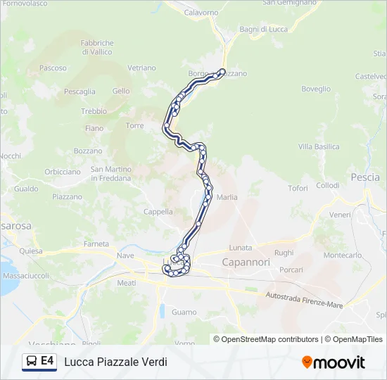 Percorso linea bus E4