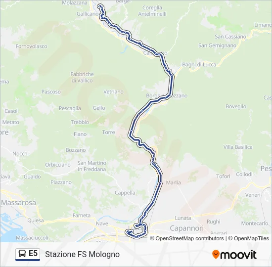 E5 Bus Line Map