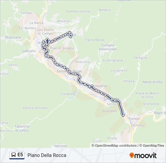 E5 Bus Line Map