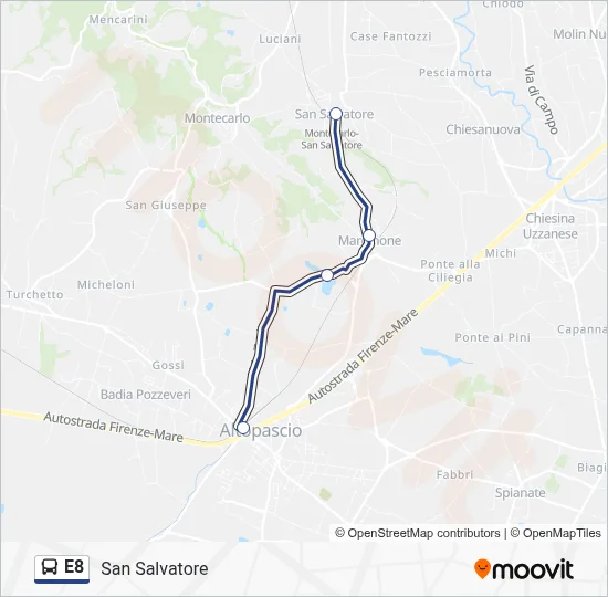 E8 Bus Line Map