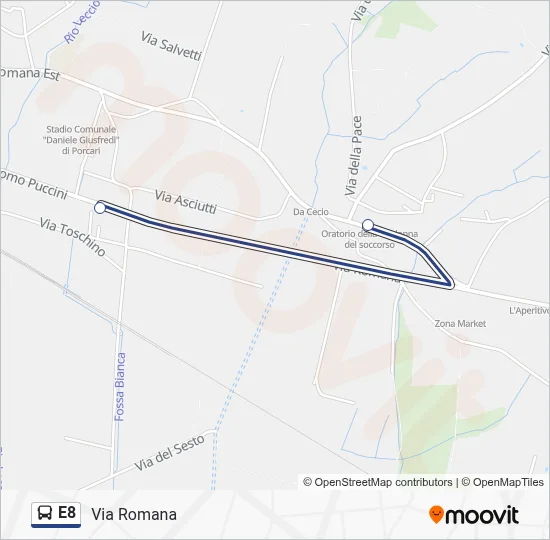 E8 Bus Line Map