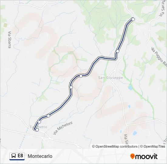 Percorso linea bus E8