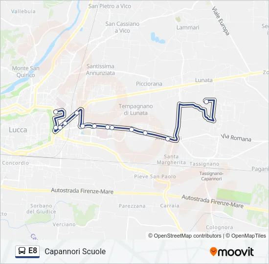 E8 Bus Line Map