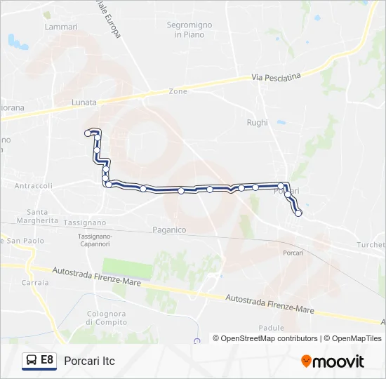E8 Bus Line Map
