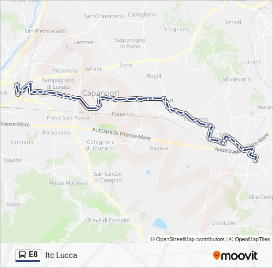 E8 Bus Line Map