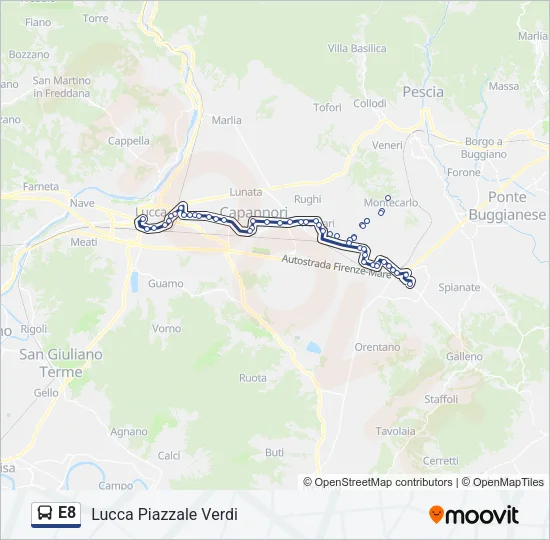 Percorso linea bus E8