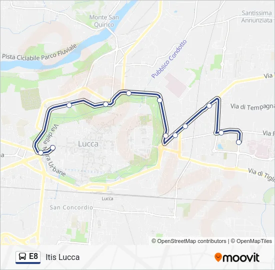 E8 Bus Line Map