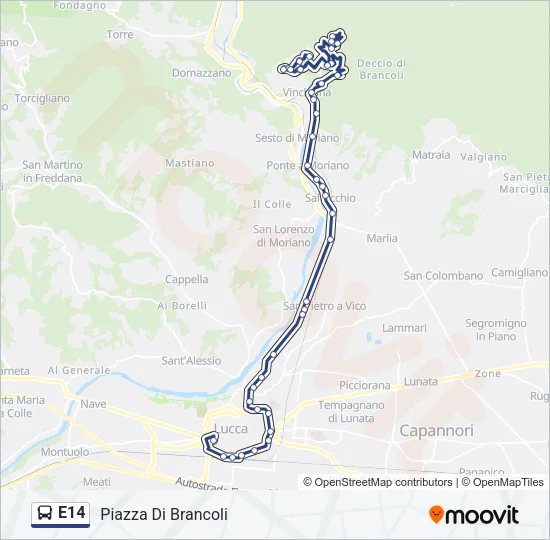 E14 Bus Line Map